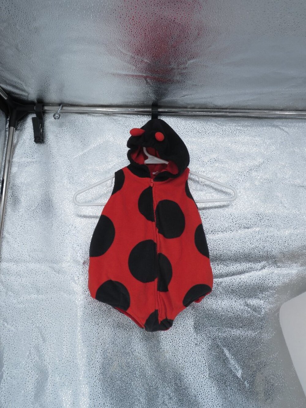 Carters Ladybug Costume 6 9M Red Black Polka Dot Fleece Hooded Halloween Outfit